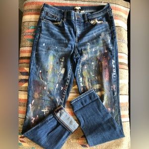 J Crew Size 29/30 Skinny Stretch Painted Jeans